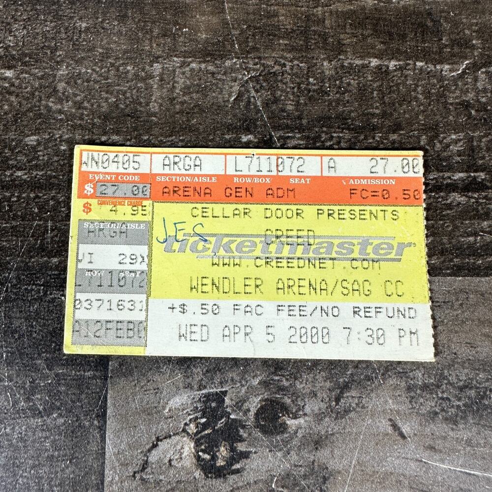 Vintage Creed Concert Ticket Stub Wendler Arena April 5, 2000